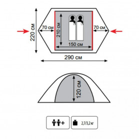 Палатка Tramp Lite Tourist 2-местная, зеленый