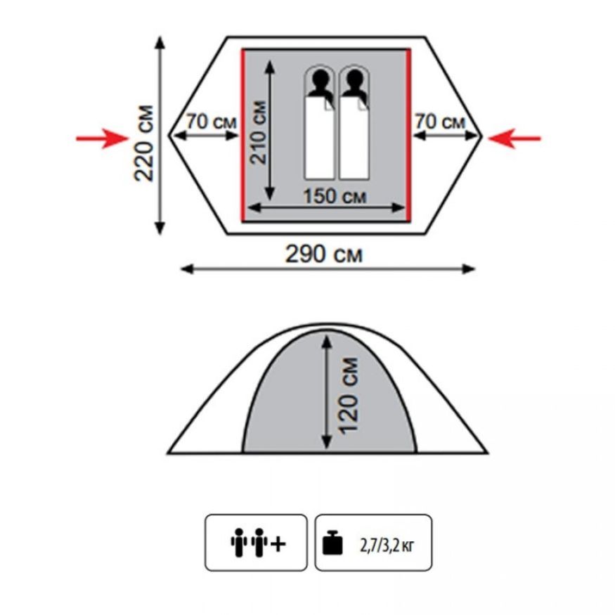 Палатка Tramp Lite Tourist 2-местная, зеленый