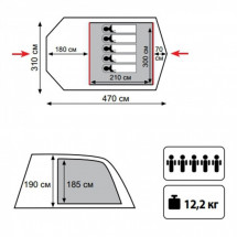 Палатка Baltic Wave 5 v2, Tramp, цвет зеленый