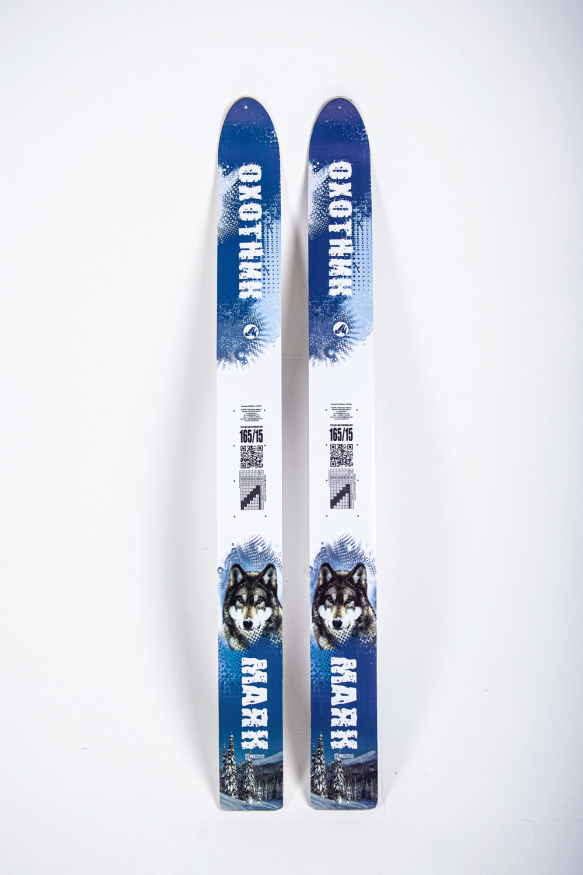 Лыжи ОХОТНИК, дерево-пластик, длина 165 см, ширина 15 см