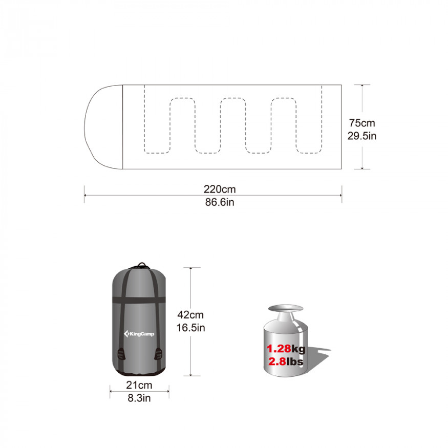 Спальный мешок OASIS 250 -3С синий, левый, King Camp