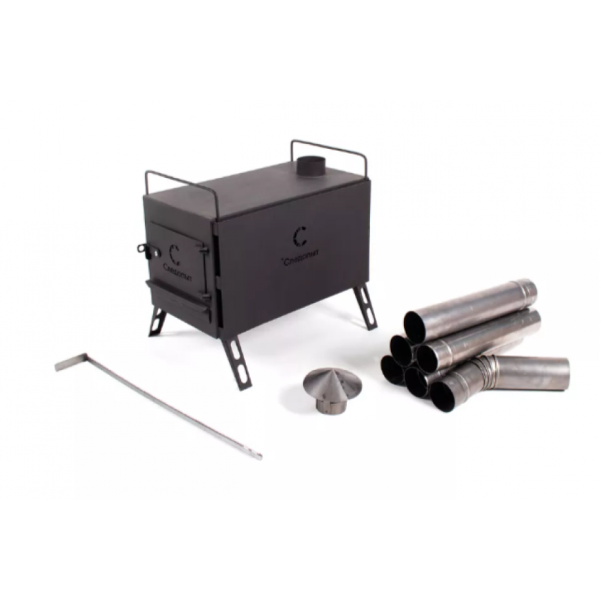 Печь походная Heavy большая (с экранами, угловыми трубами, грибком), сталь 2 мм, Следопыт